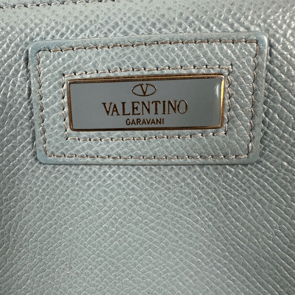 Valentino Garavani Leather Zippy Wallet Full Zip Porcelain Blue