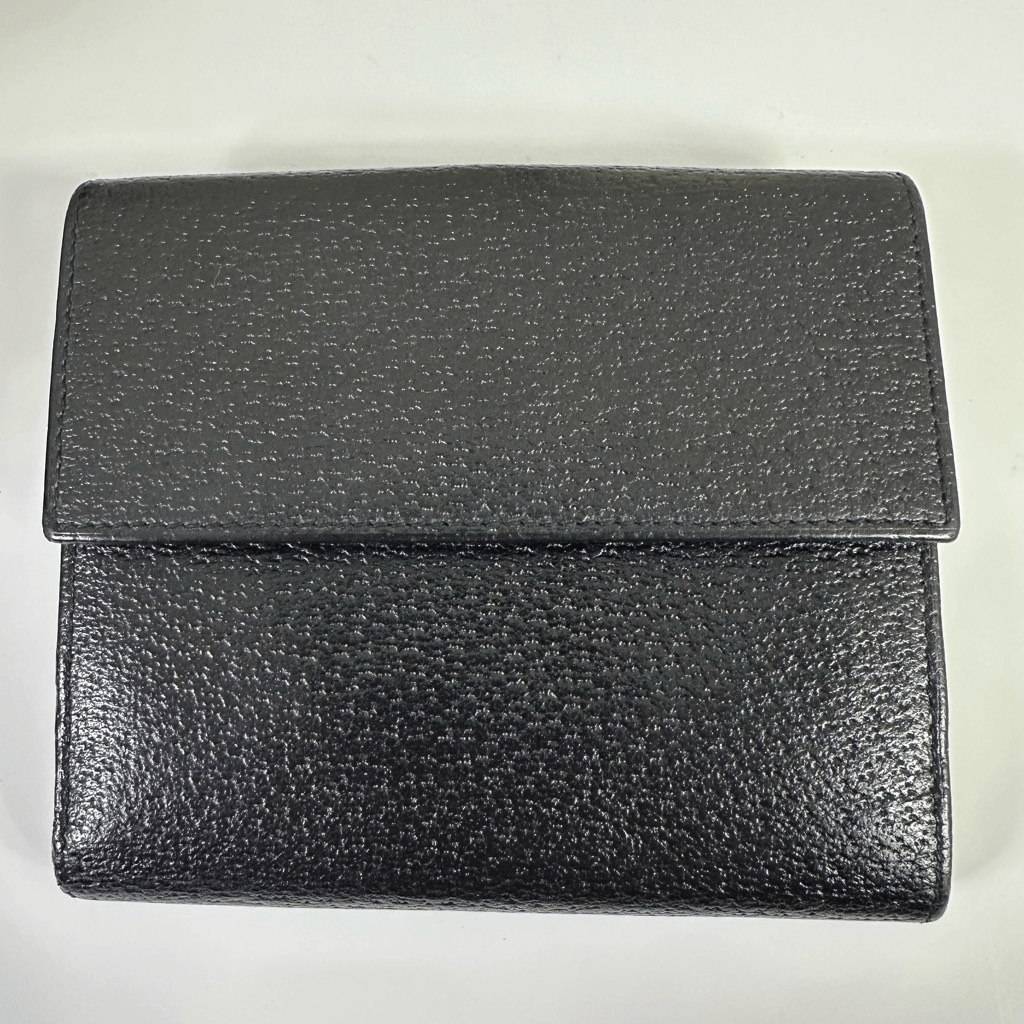 Gucci G Logo Clip Black Leather Wallet