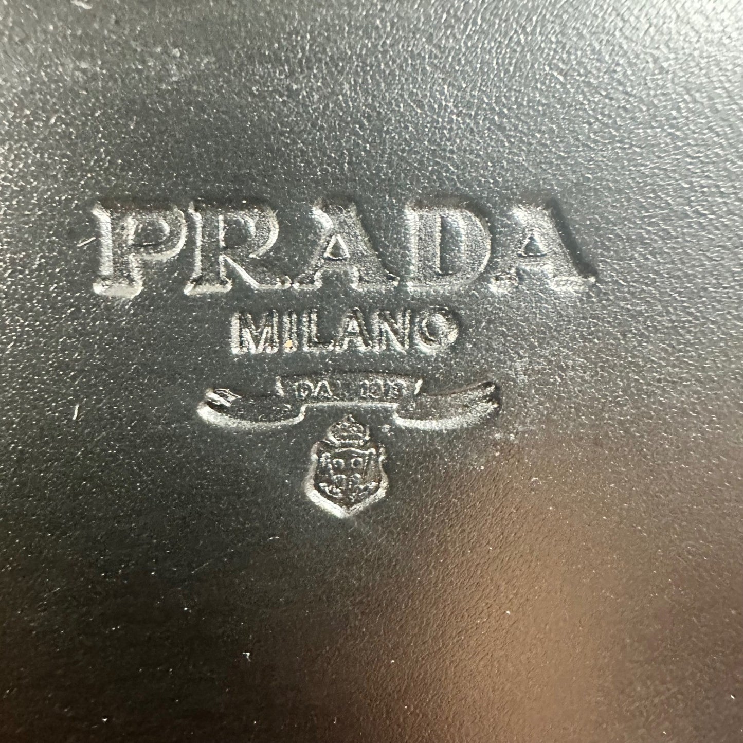 Prada Milano Vitello Lissato Black Leather Top Handle Bag Authentic Designer