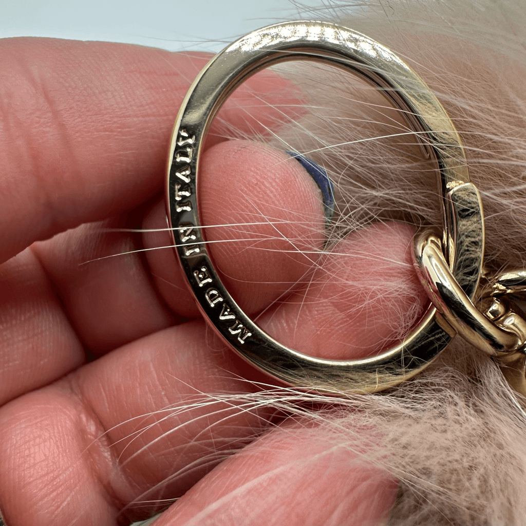 Furla Pink Rabbit Fur Pom Pom Key Ring Bag Charm