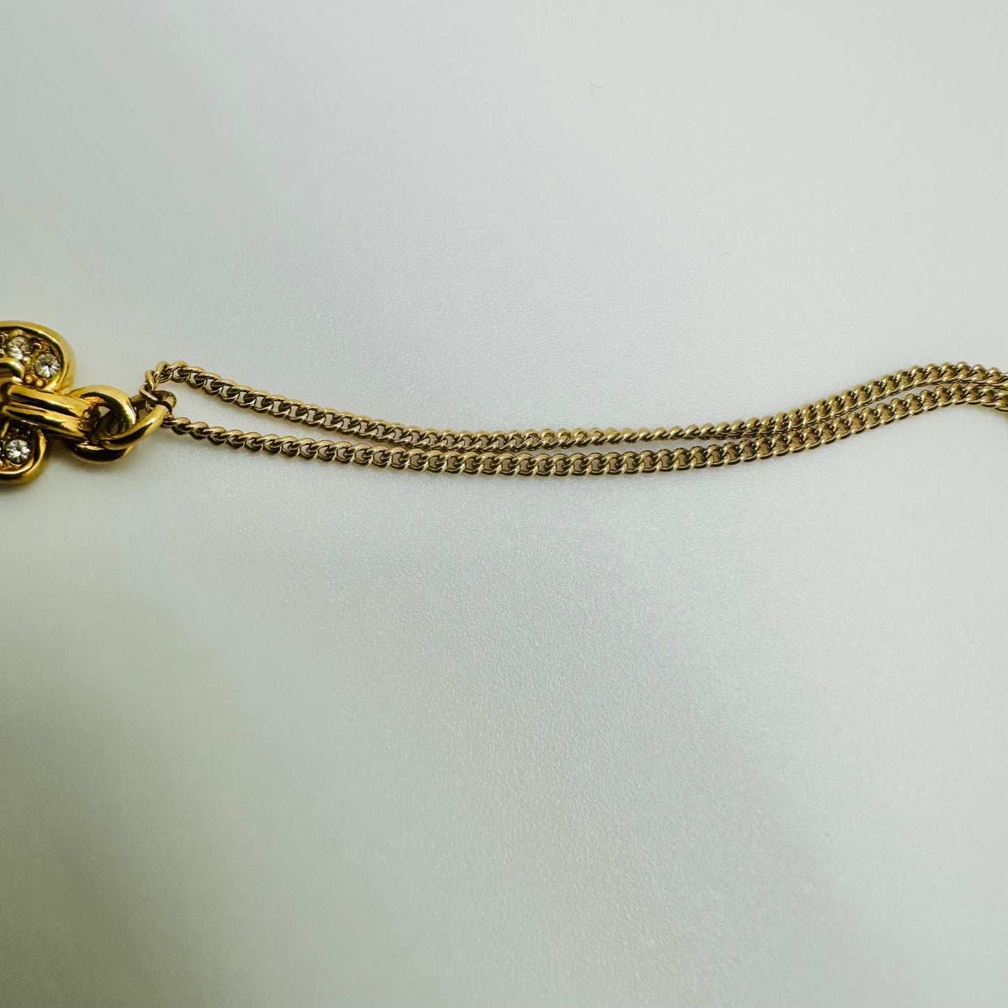 Christian Dior Gold Heart Necklace Rhinestone Vintage CD Logo Designer