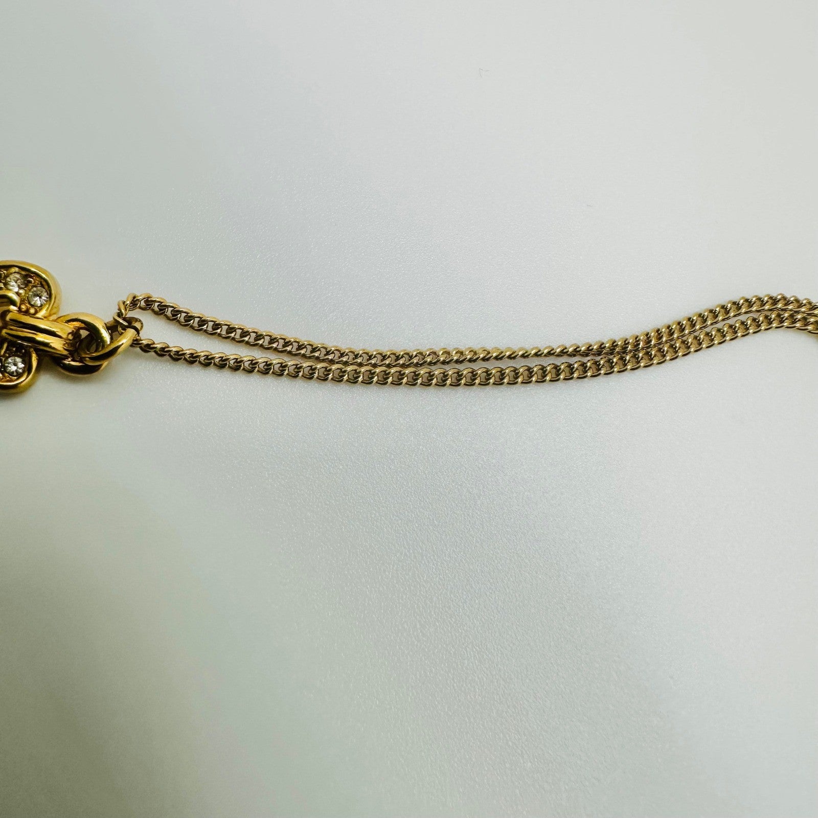 Christian Dior Gold Heart Necklace Rhinestone Vintage CD Logo Designer