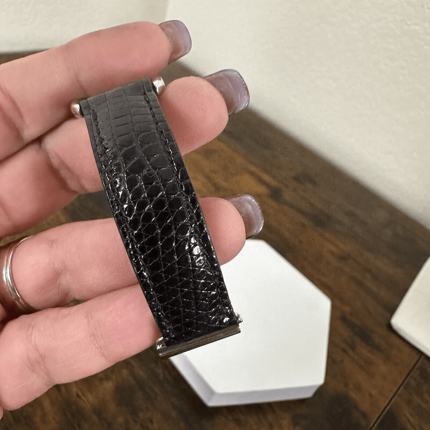 Celine Plaque Bracelet In Lizard And Brass With Certificate Of Authenticity