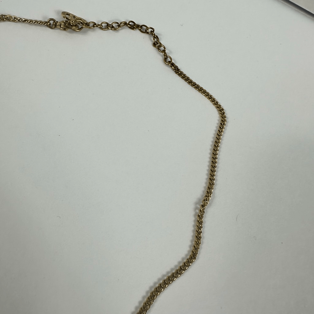 Christian Dior CD Logo Gold Tone Rhinestone Pendant Necklace