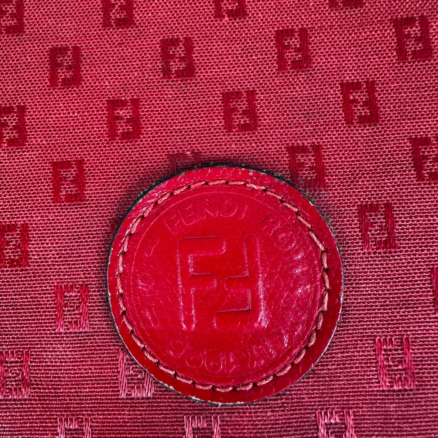 Fendi Red Monogram Logo Pattern Square Shoulder Bag Crossbody Purse Made In Ital