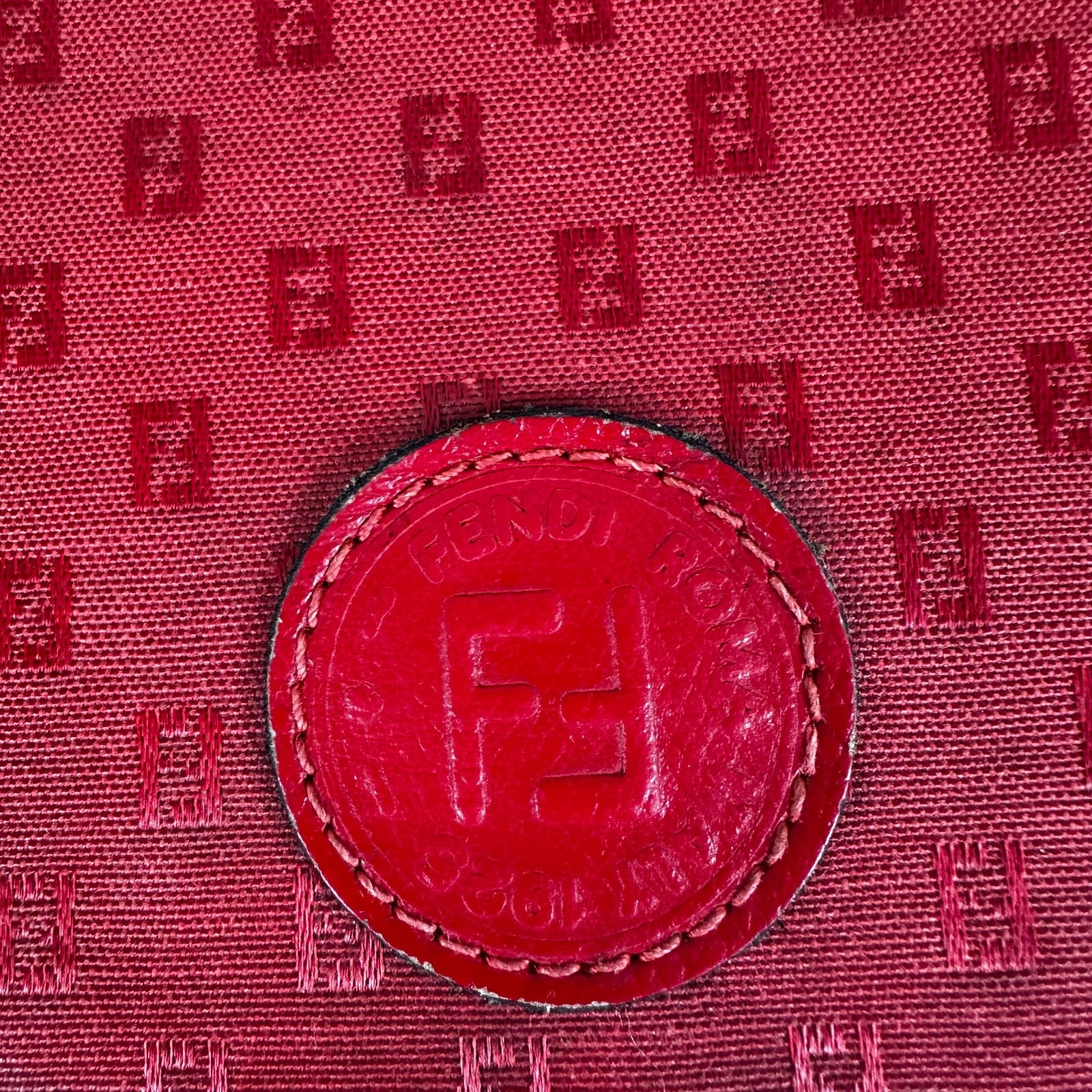 Fendi Red Monogram Logo Pattern Square Shoulder Bag Crossbody Purse Made In Ital