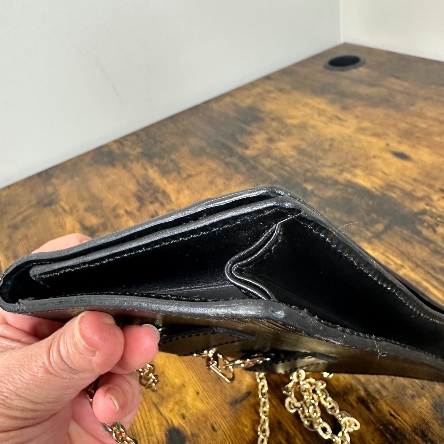 Louis Vuitton Epi Leather Belt Waist Bag Black Gold Chain Shoulder Bag