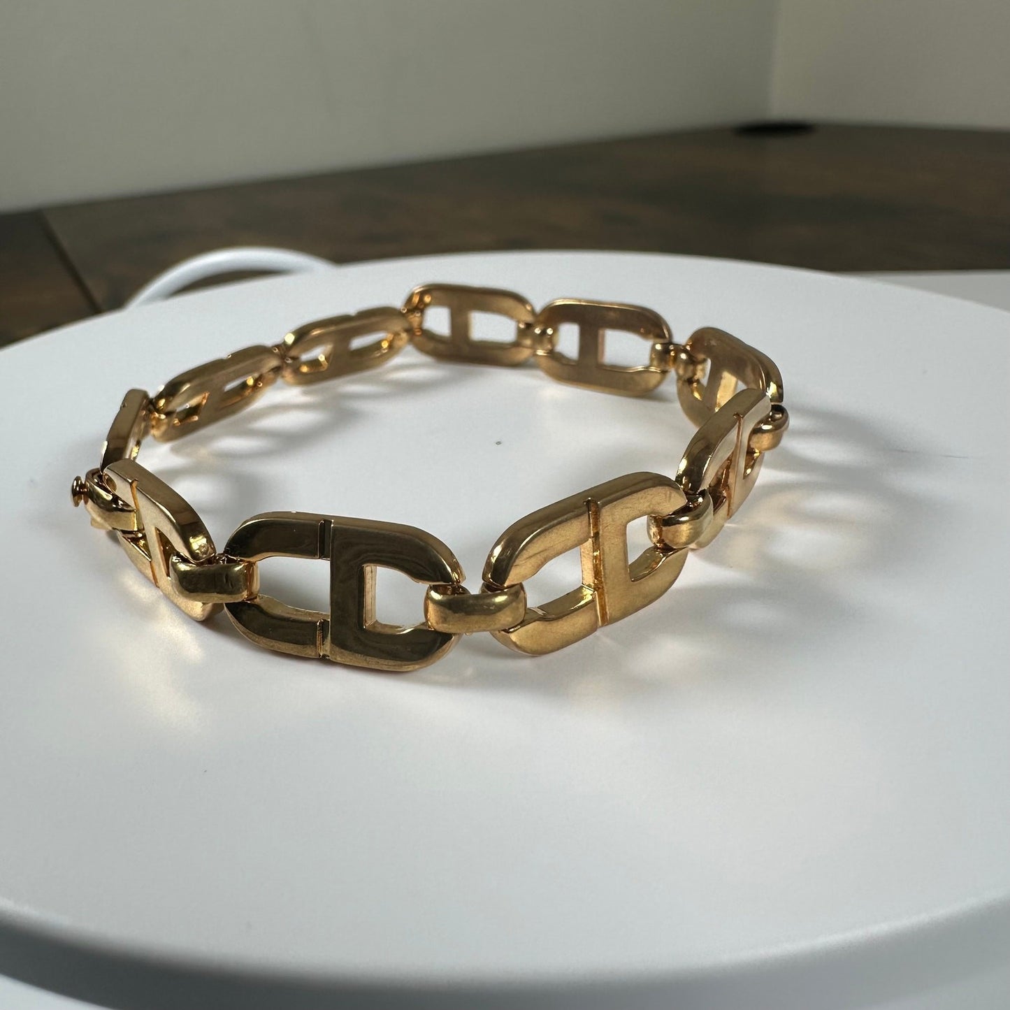 Vintage Christian Dior CD Logo Gold Tone Bracelet