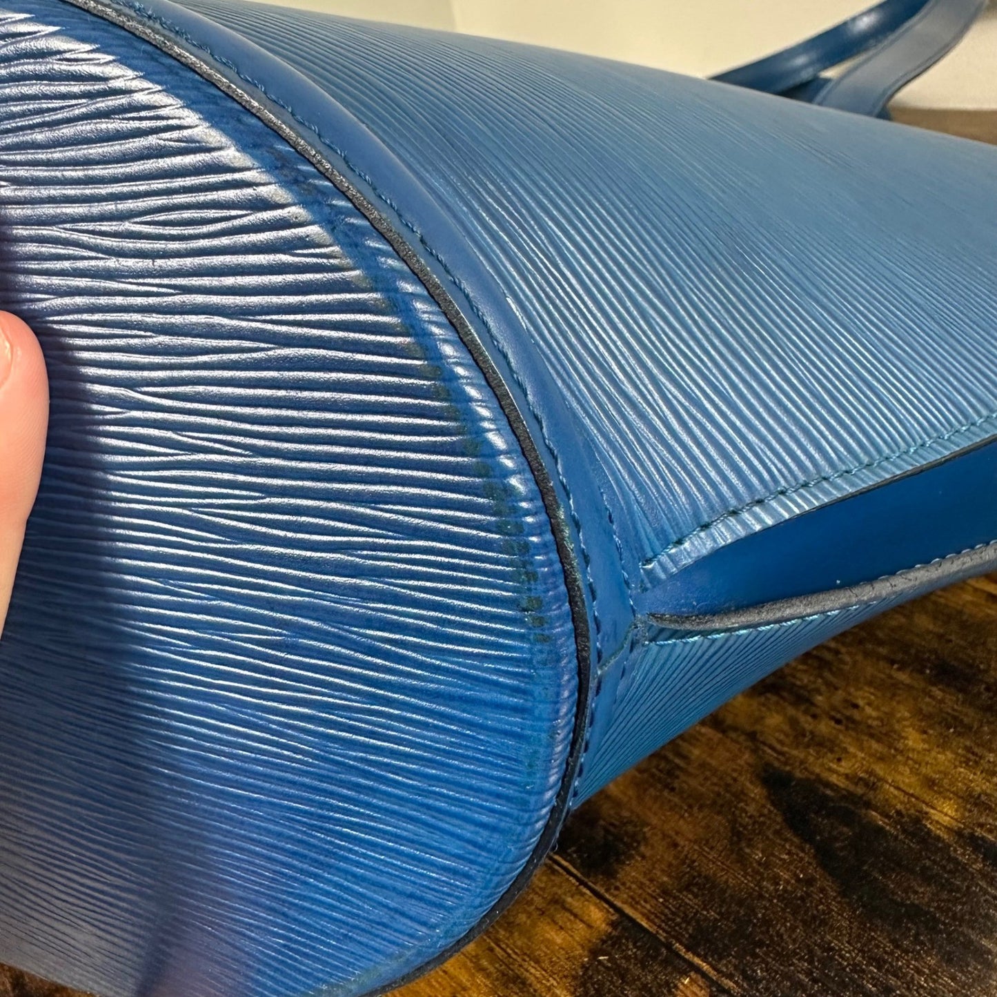 Louis Vuitton Epi Leather Saint Jacques Shoulder Bag Blue Vintage Authentic