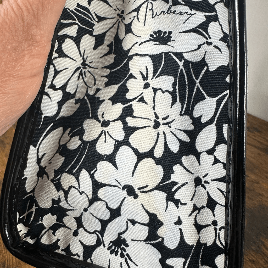 Burberry Vintage Floral Tote Bag Black White