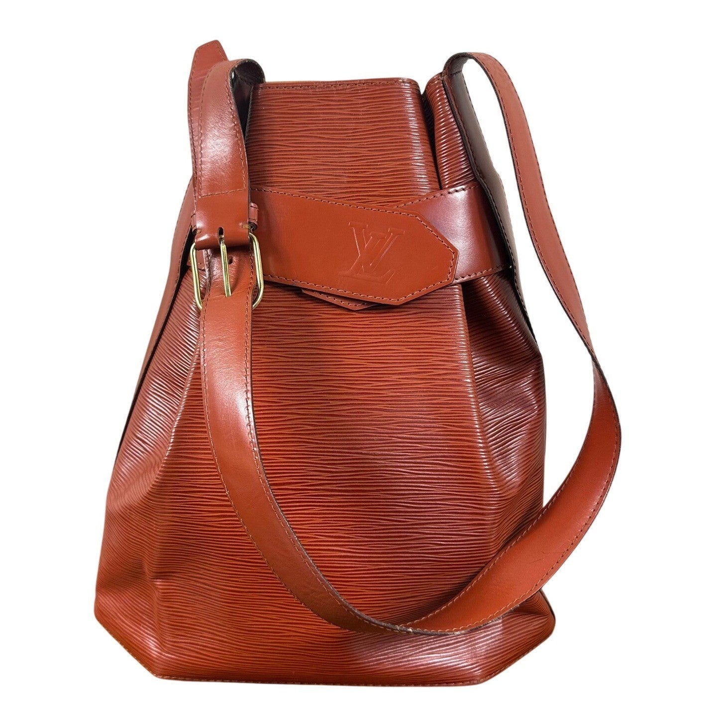 Louis Vuitton Epi Leather Bucket Bag Brown Shoulder Bag Sac D'Epaule Authentic