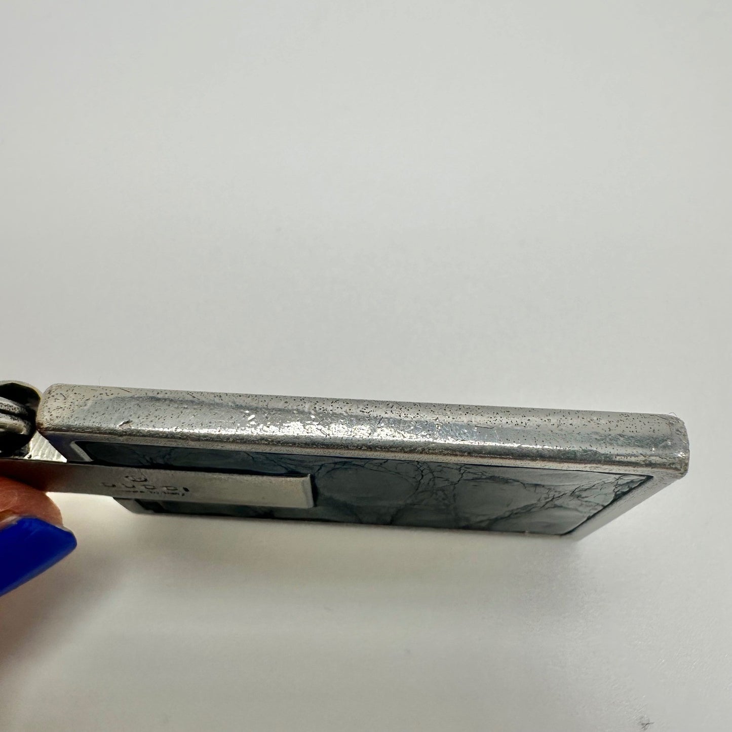 Gucci Keychain Key Ring Holder Leather Silver Made in Italy Accessory