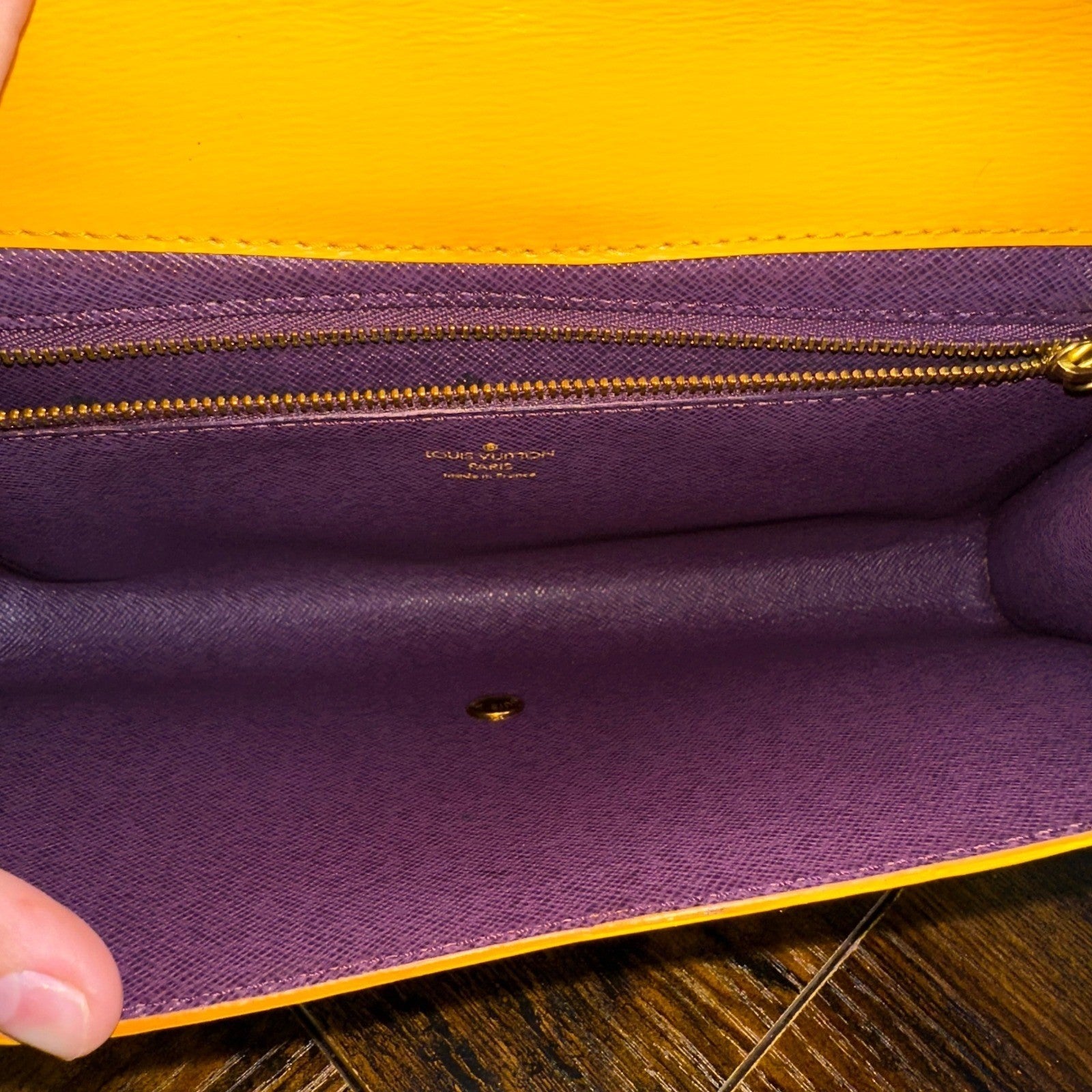 Louis Vuitton Epi Leather Art Deco Clutch Bag Yellow Vintage Authentic