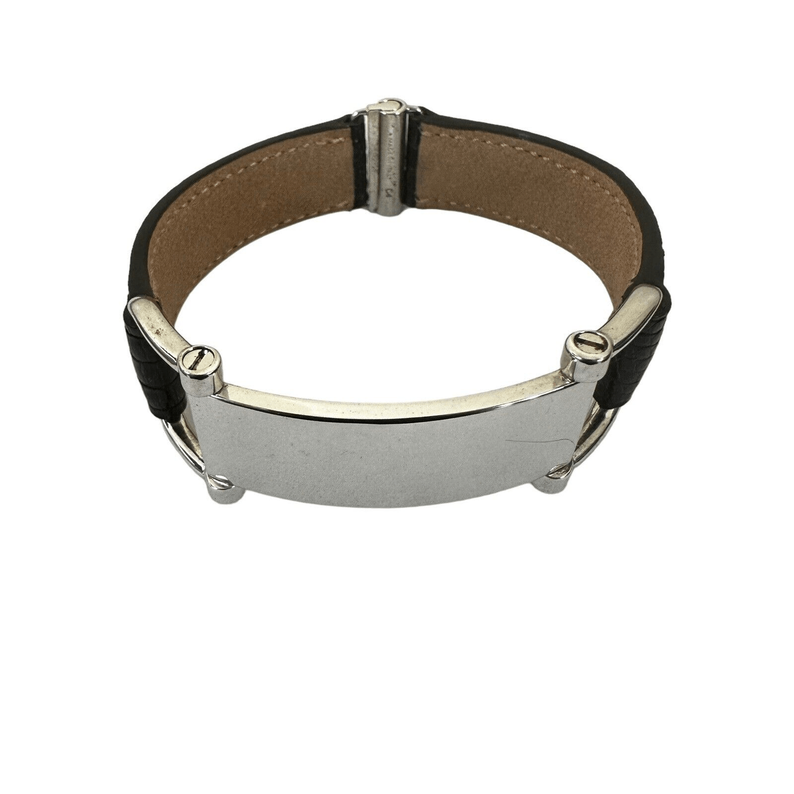 Celine Plaque Bracelet In Lizard And Brass With Certificate Of Authenticity