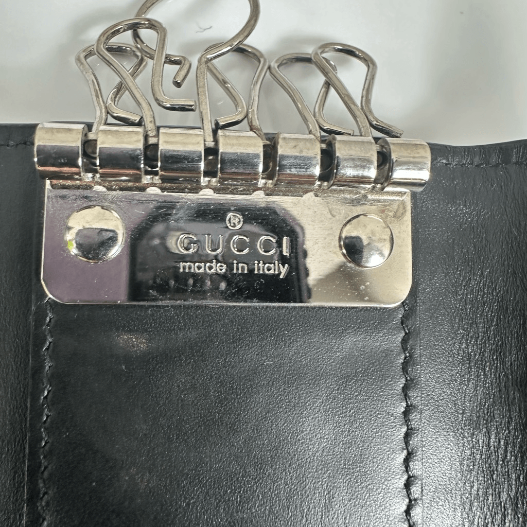 Gucci GG Guccissima Leather 6 Key Case Black