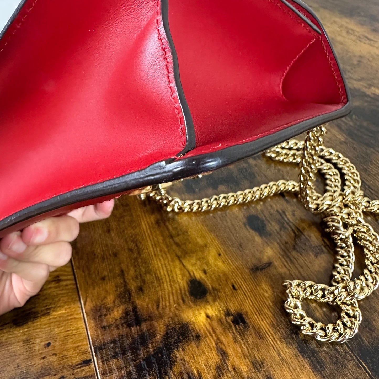 Gucci Sylvie Red Leather Chain Shoulder Bag Mini