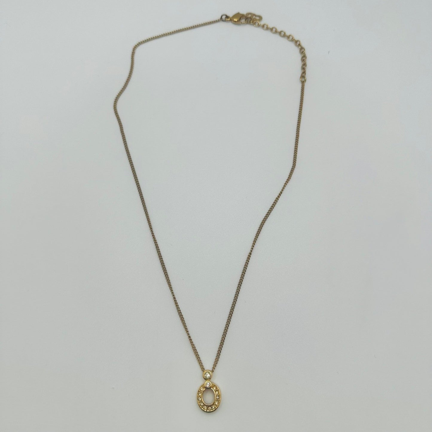 Christian Dior Gold Tone Crystal Pendant Necklace Designer Jewelry