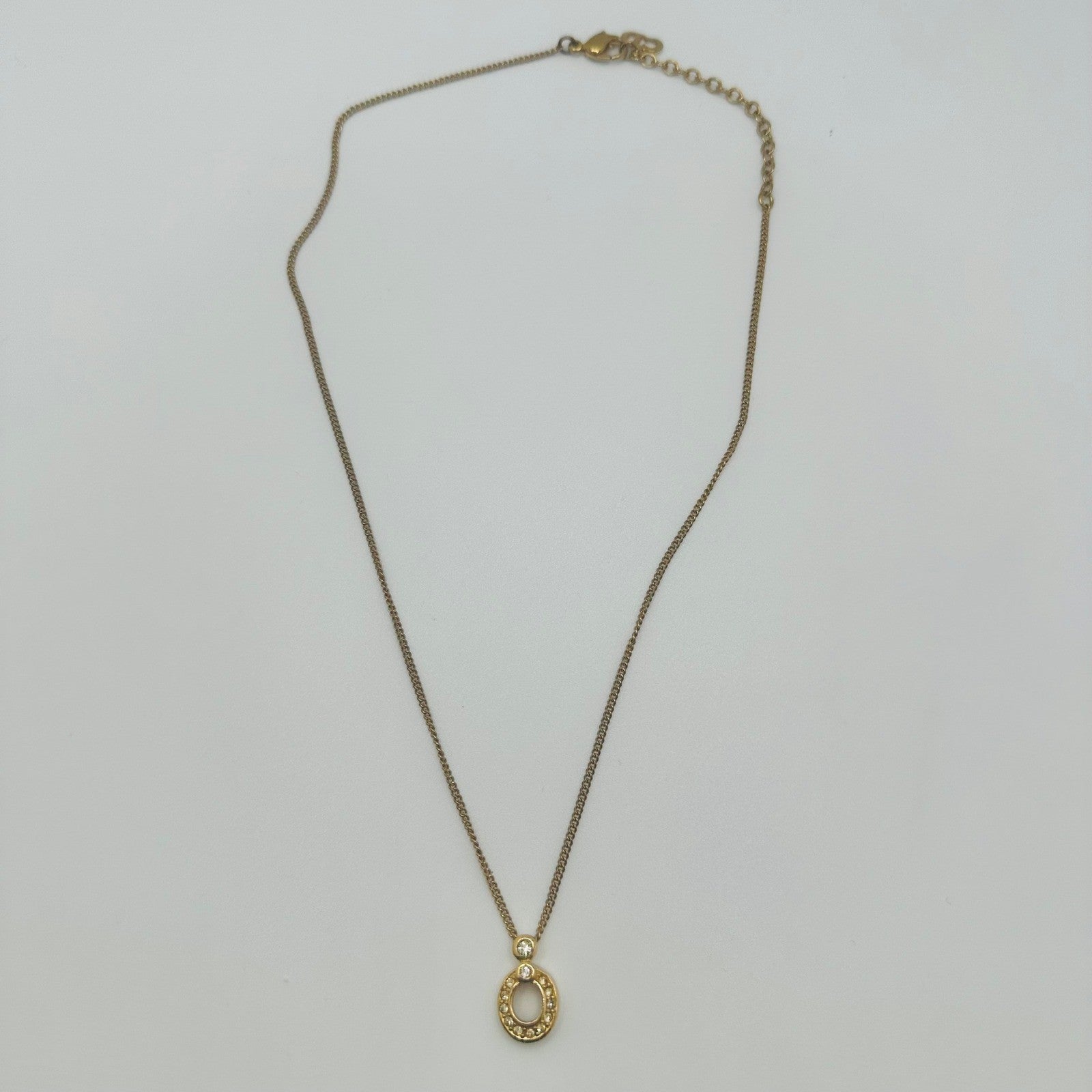 Christian Dior Gold Tone Crystal Pendant Necklace Designer Jewelry