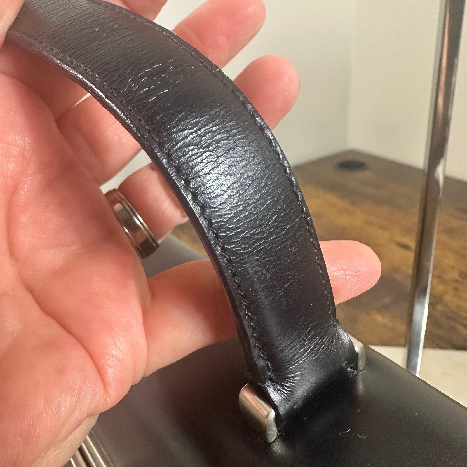 Prada Milano Vitello Lissato Black Leather Top Handle Bag Authentic Designer