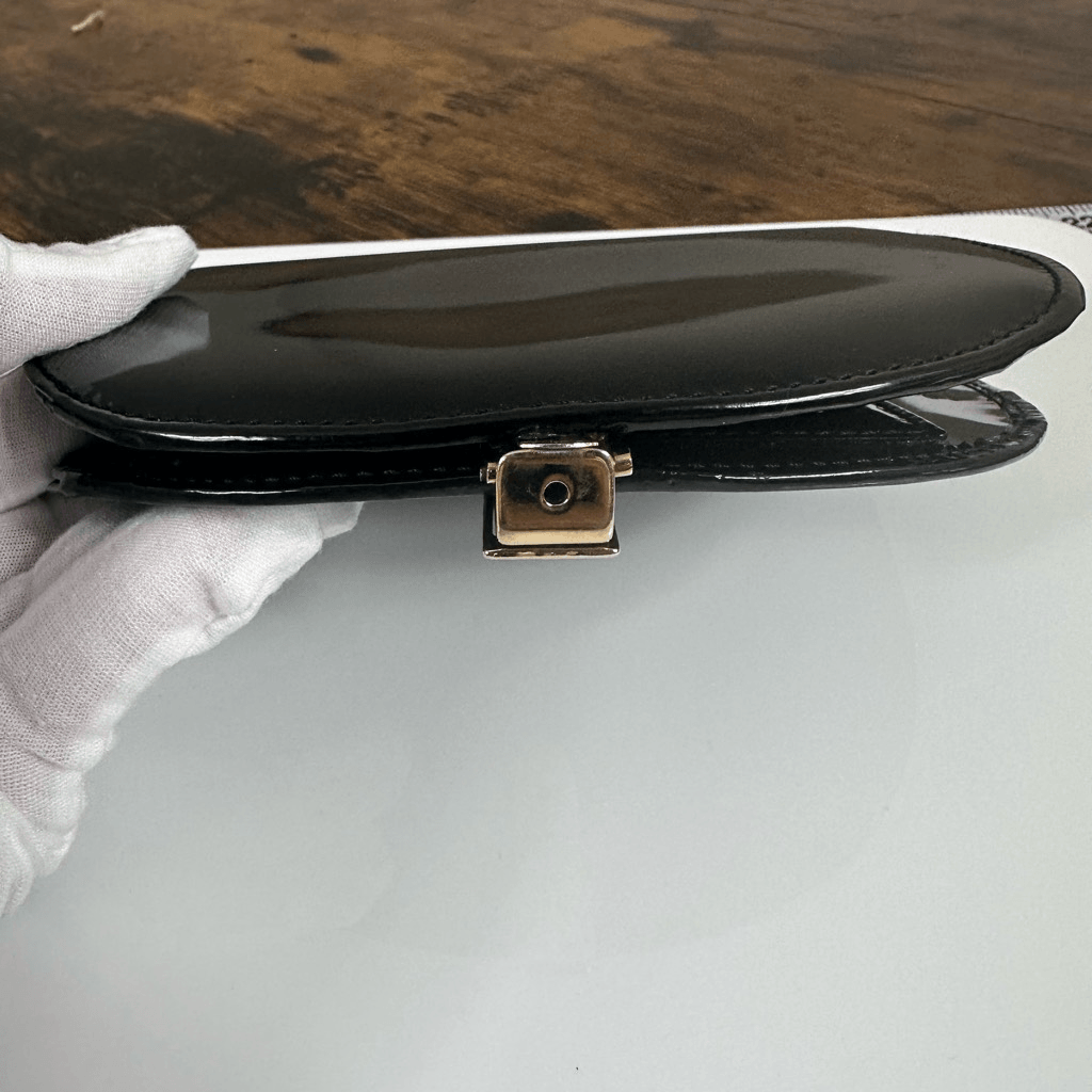 Gucci Wallet Black Patent Leather Belt Buckle Clip
