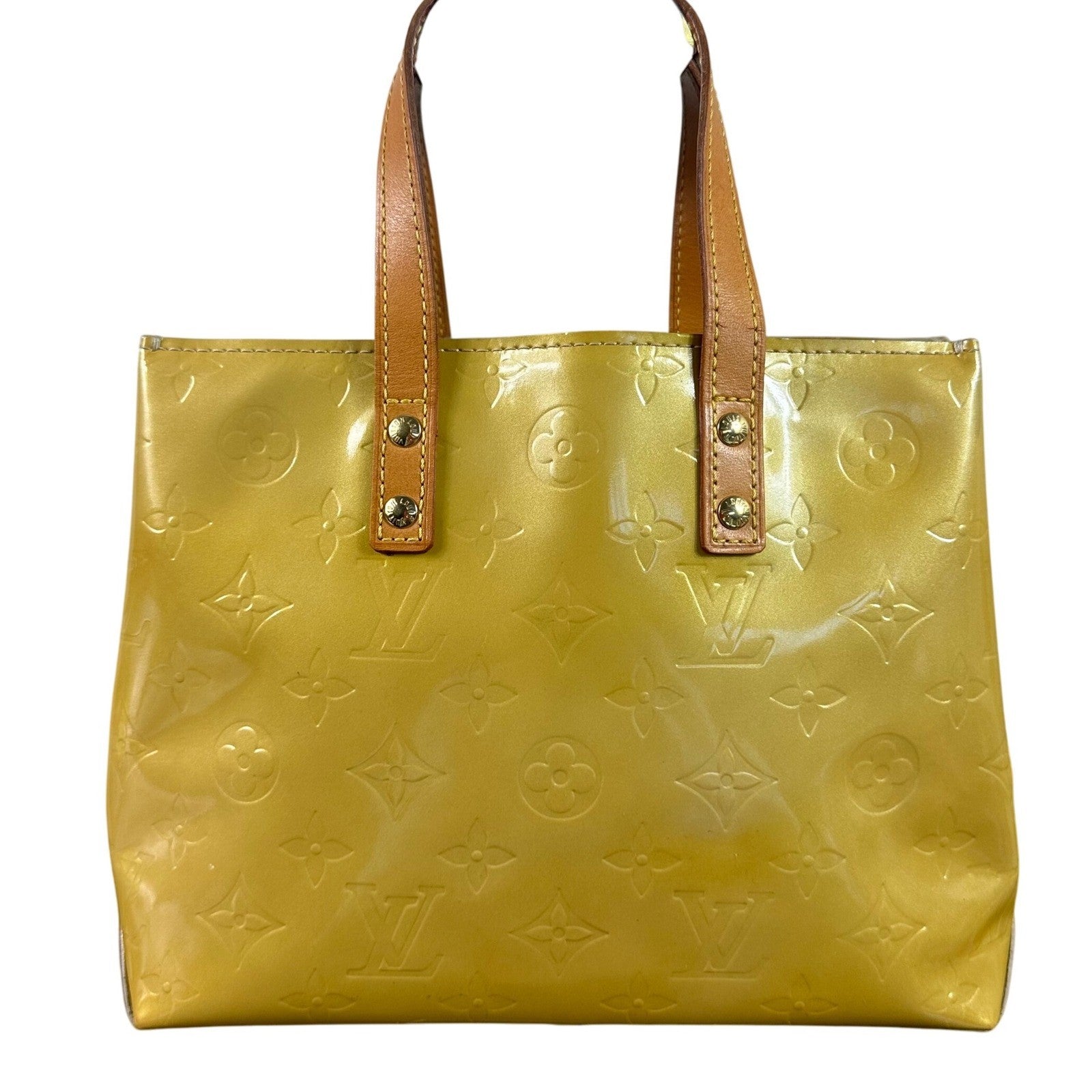 Louis Vuitton Monogram Vernis Reade PM Yellow Patent Leather Handbag Authentic