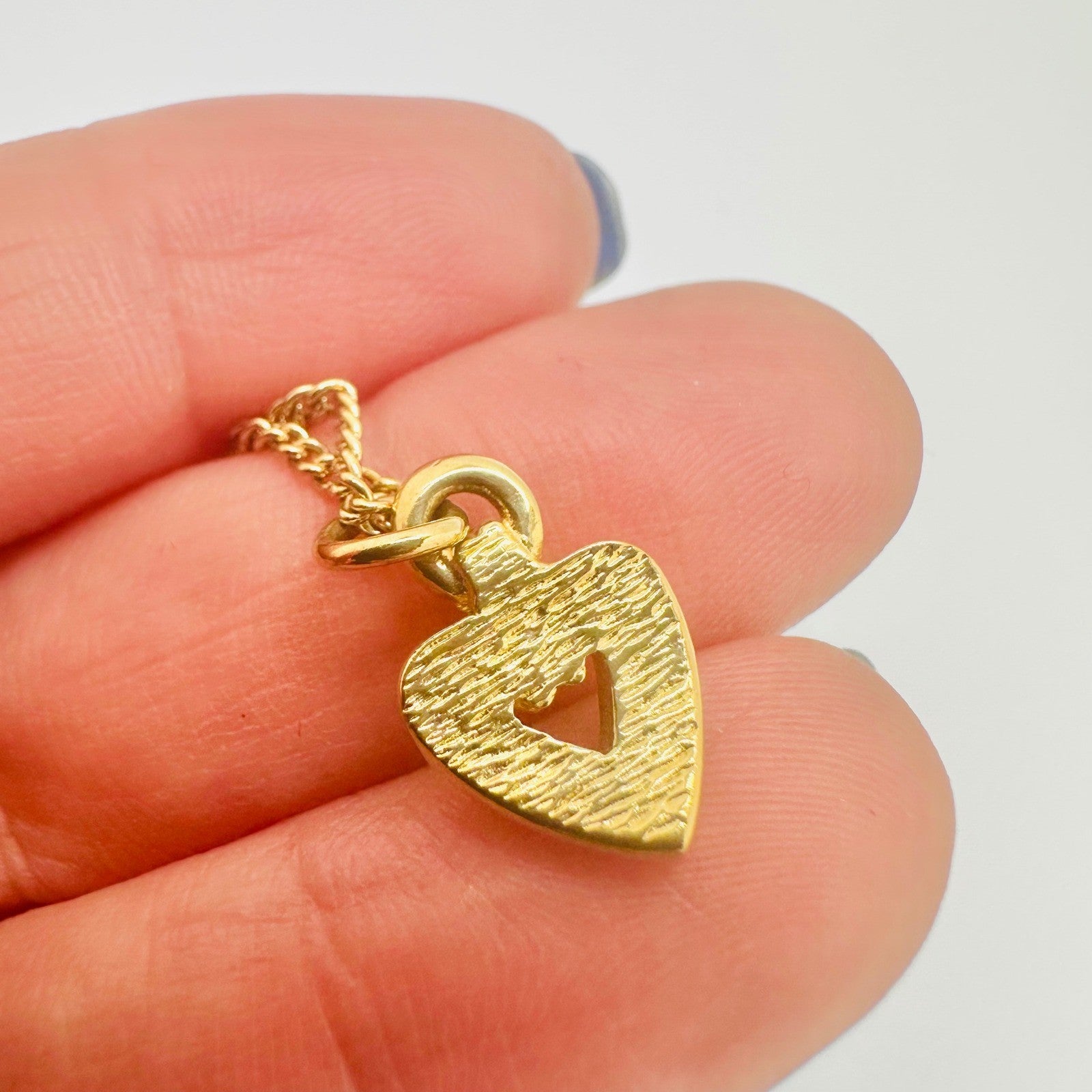 Christian Dior Gold Heart Necklace Rhinestone Vintage CD Logo Designer