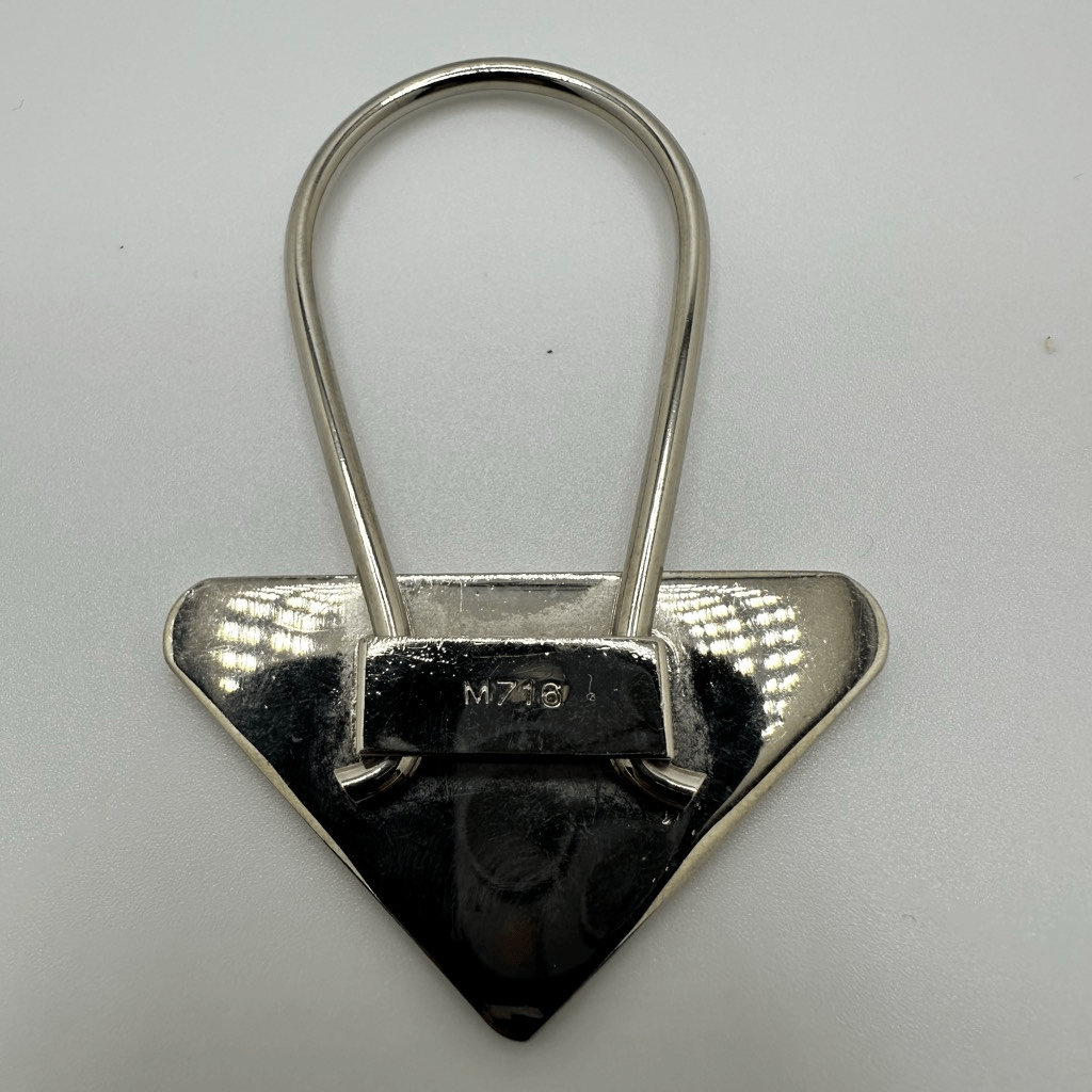 Prada Triangle Silver Tone Key Ring Chain Replacement Lock Bag Charm