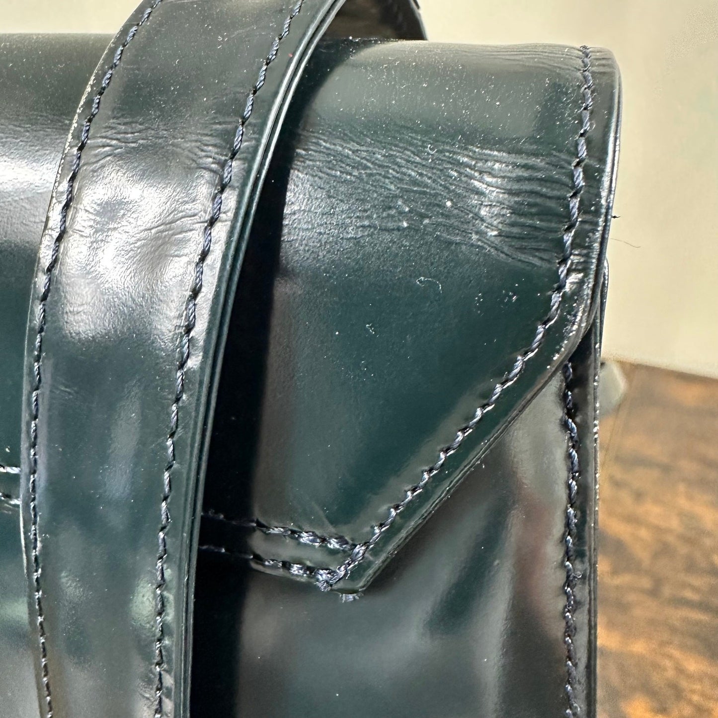 Gianni Versace Medusa Teal Patent Leather Shoulder Bag Vintage Authentic