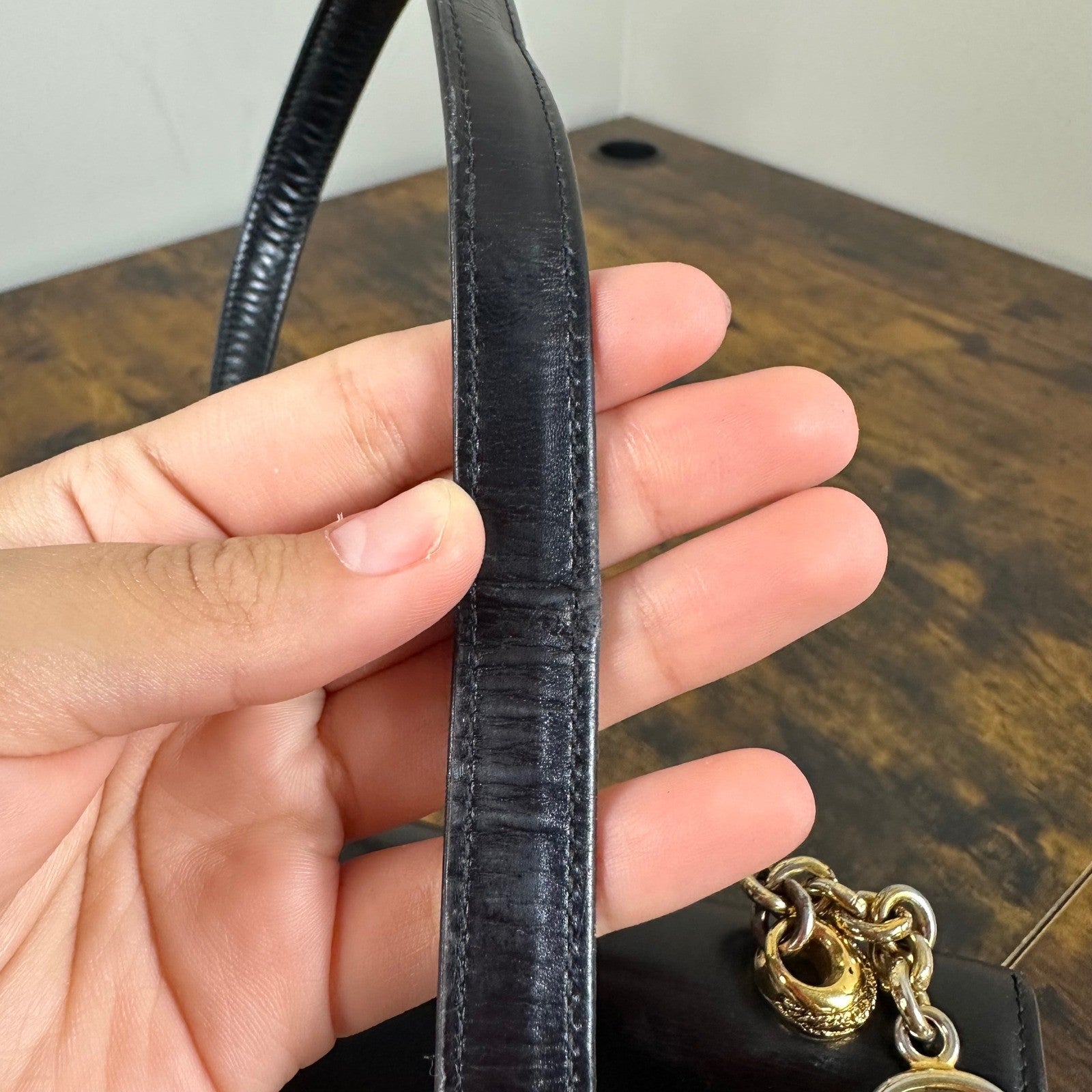 Vintage Gucci Black Leather Flap Chain Shoulder Handbag Evening Bag Authentic