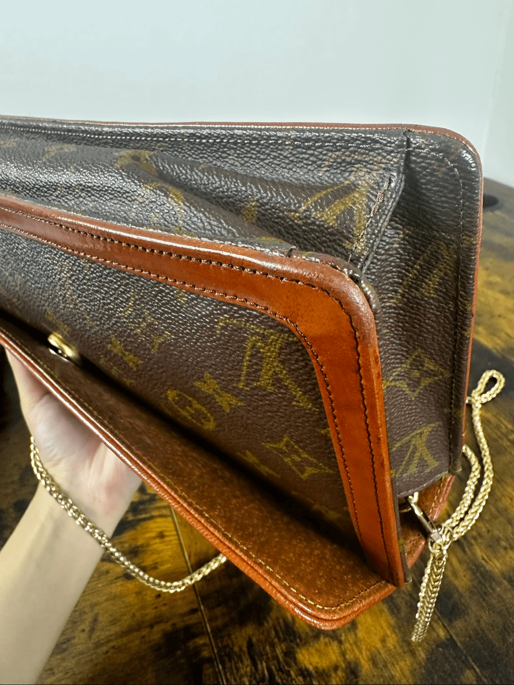 Louis Vuitton Vintage Bag Pochette Dame Clutch Brown Monogram
