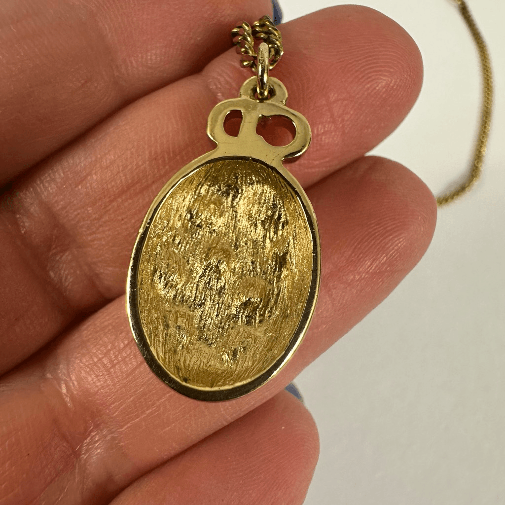 Christian Dior CD Logo Gold Tone Rhinestone Pendant Necklace