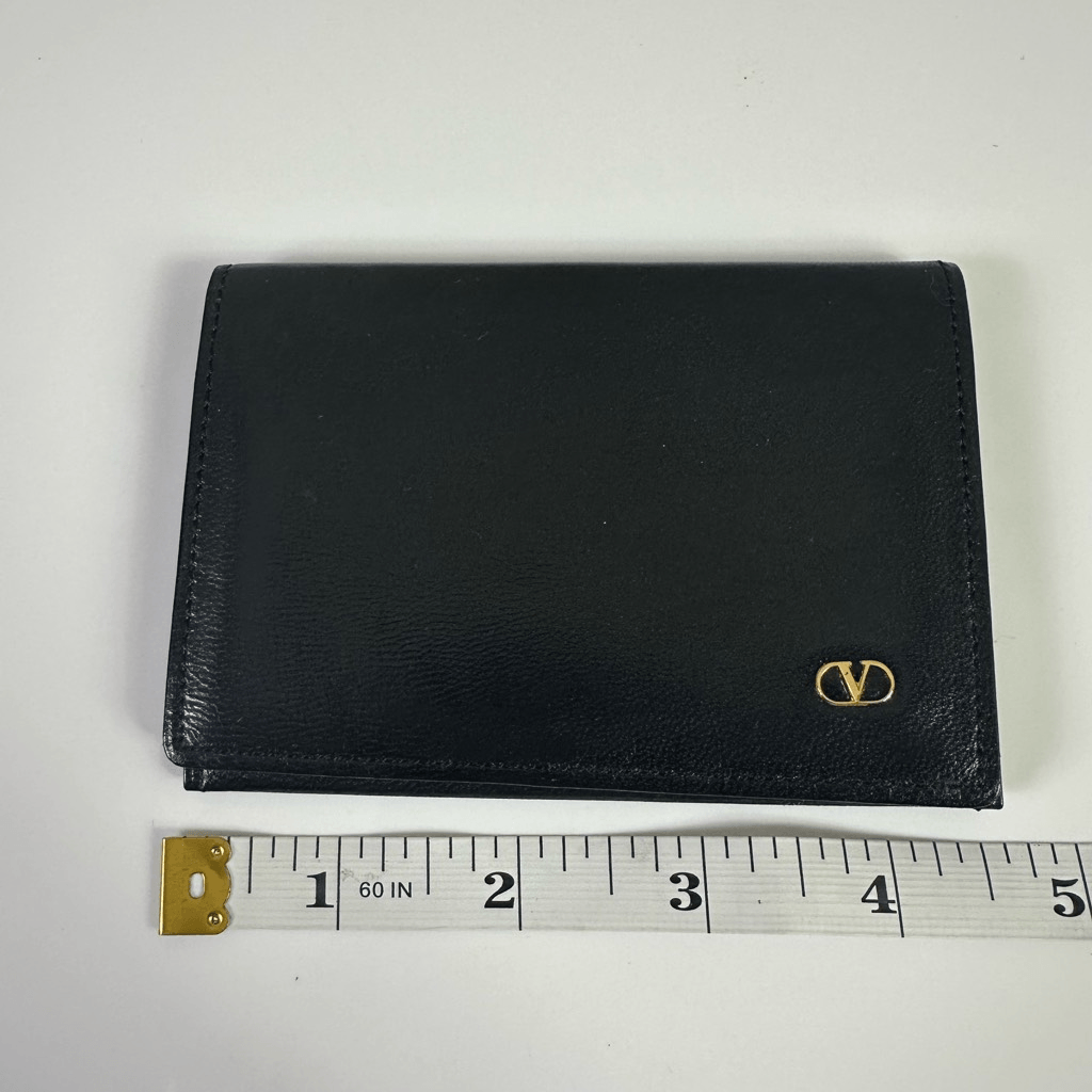 Valentino Garavani Slim Bifold Card Wallet Black Leather