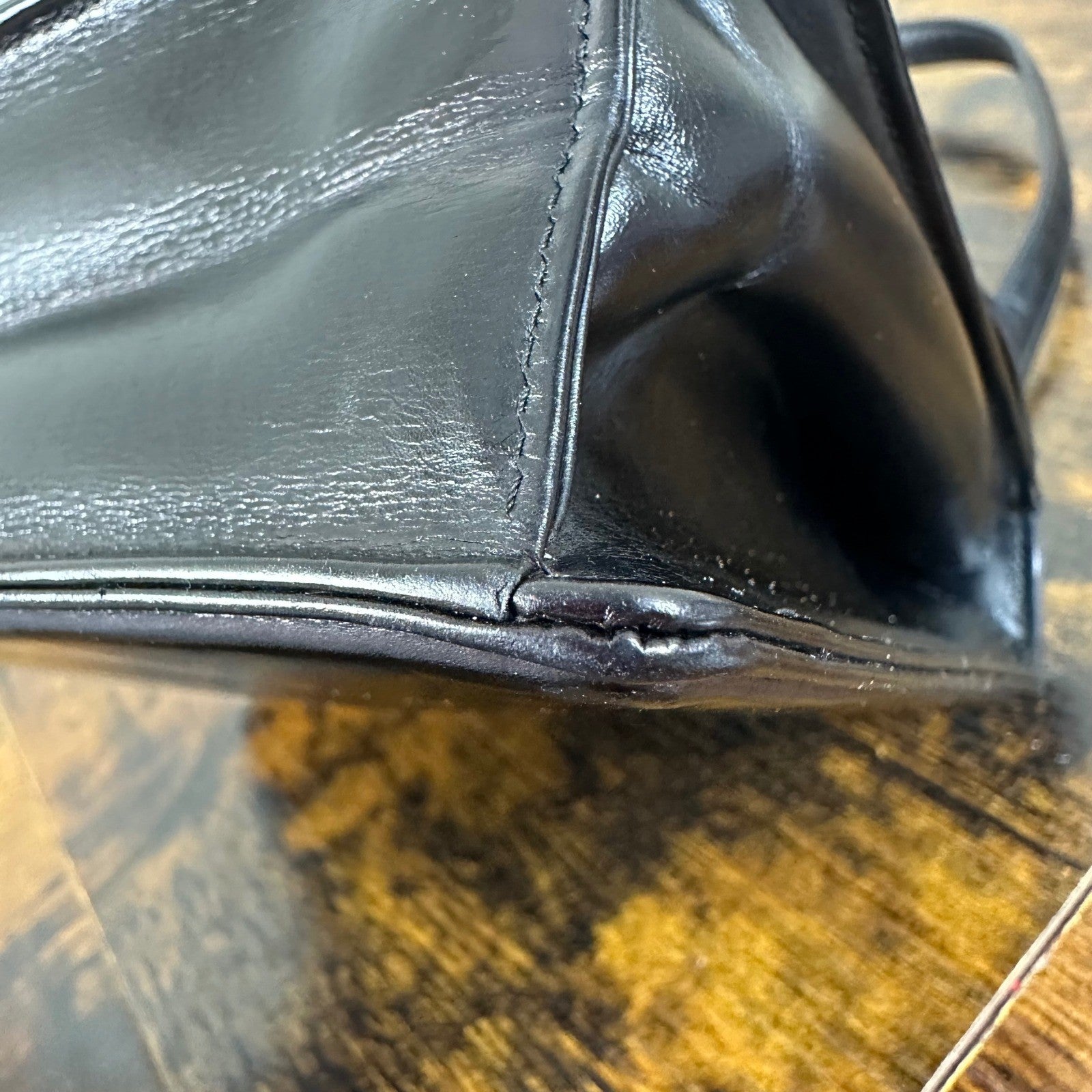 Vintage Gucci Black Leather Flap Chain Shoulder Handbag Evening Bag Authentic