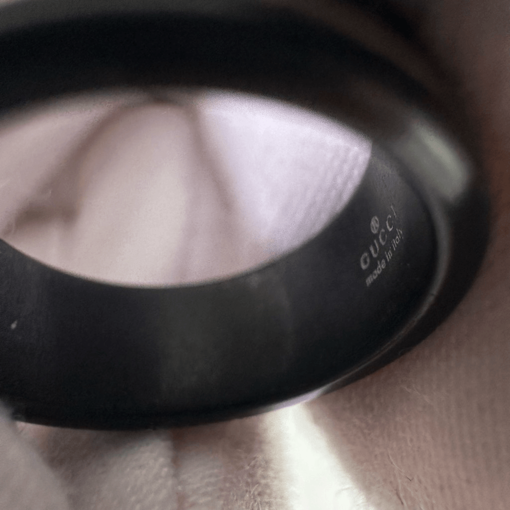 Gucci Icon GG Black Synthetic Corundum Ring Size 5