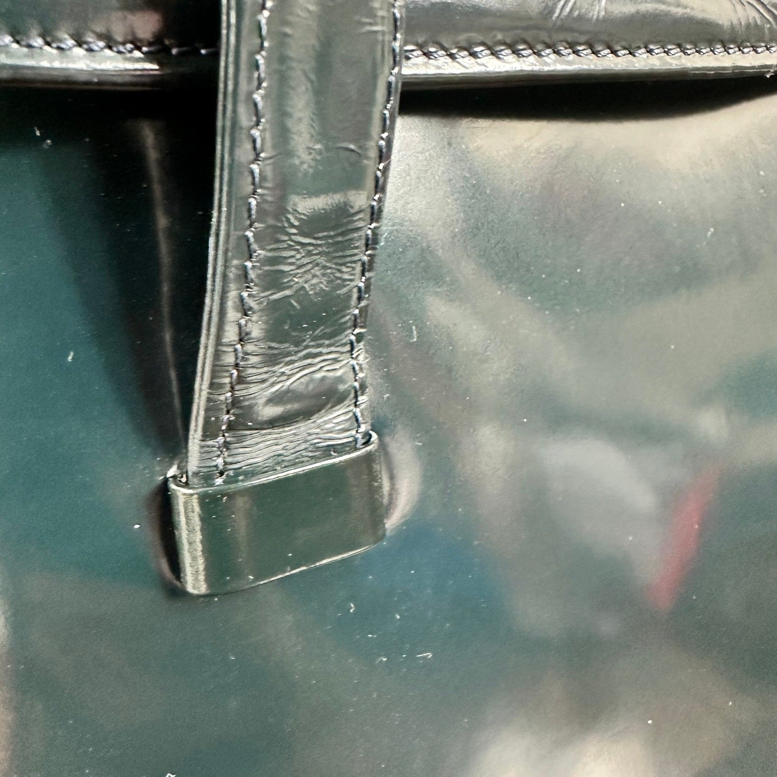 Gianni Versace Medusa Teal Patent Leather Shoulder Bag Vintage Authentic