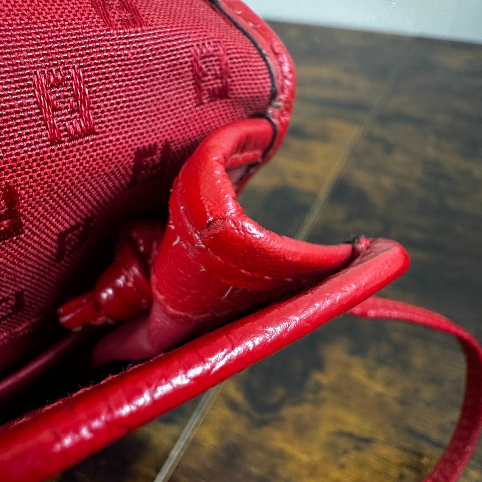 Fendi Red Monogram Logo Pattern Square Shoulder Bag Crossbody Purse Made In Ital