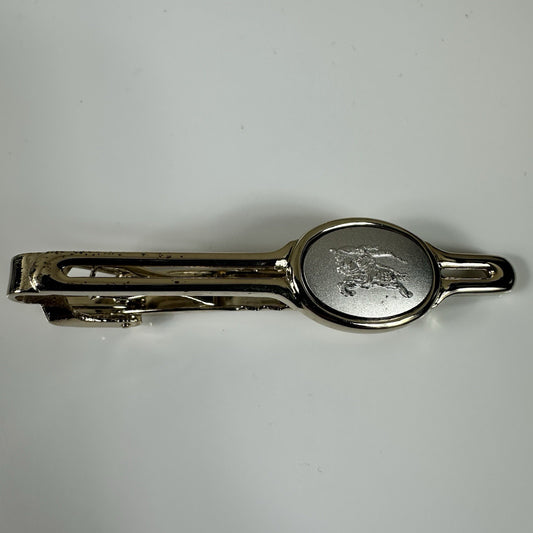 Burberry Knight Vintage Two Tone Tie Clip Gold Silver Authentic 