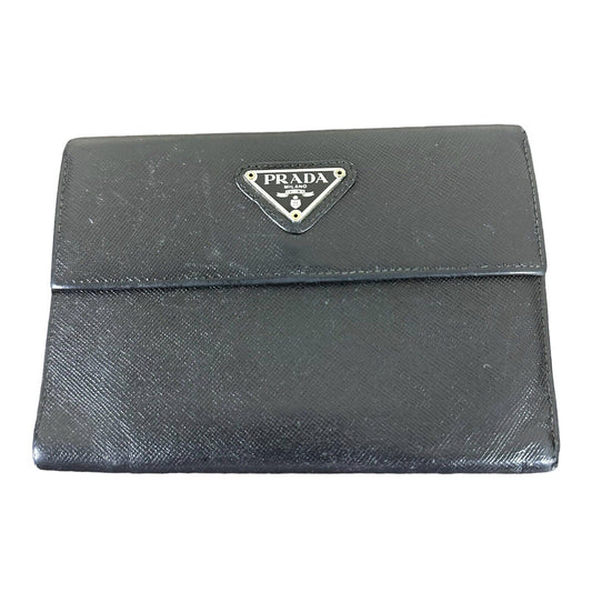 PRADA Saffiano Leather Wallet Black With Certificate Of Authenticity
