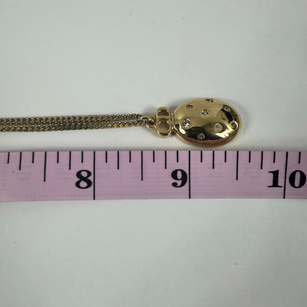 Christian Dior CD Logo Gold Tone Rhinestone Pendant Necklace