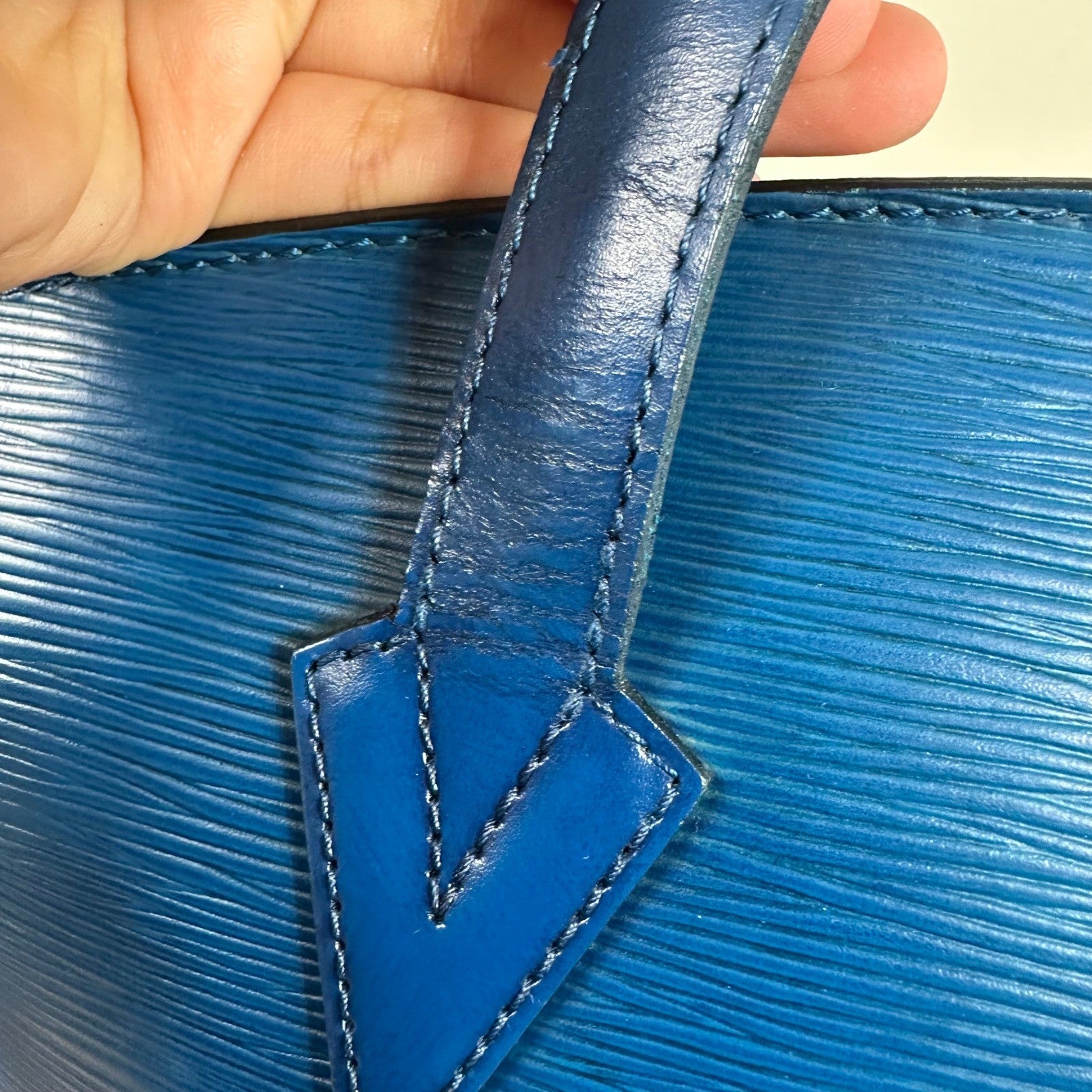 Louis Vuitton Epi Leather Saint Jacques Shoulder Bag Blue Vintage Authentic