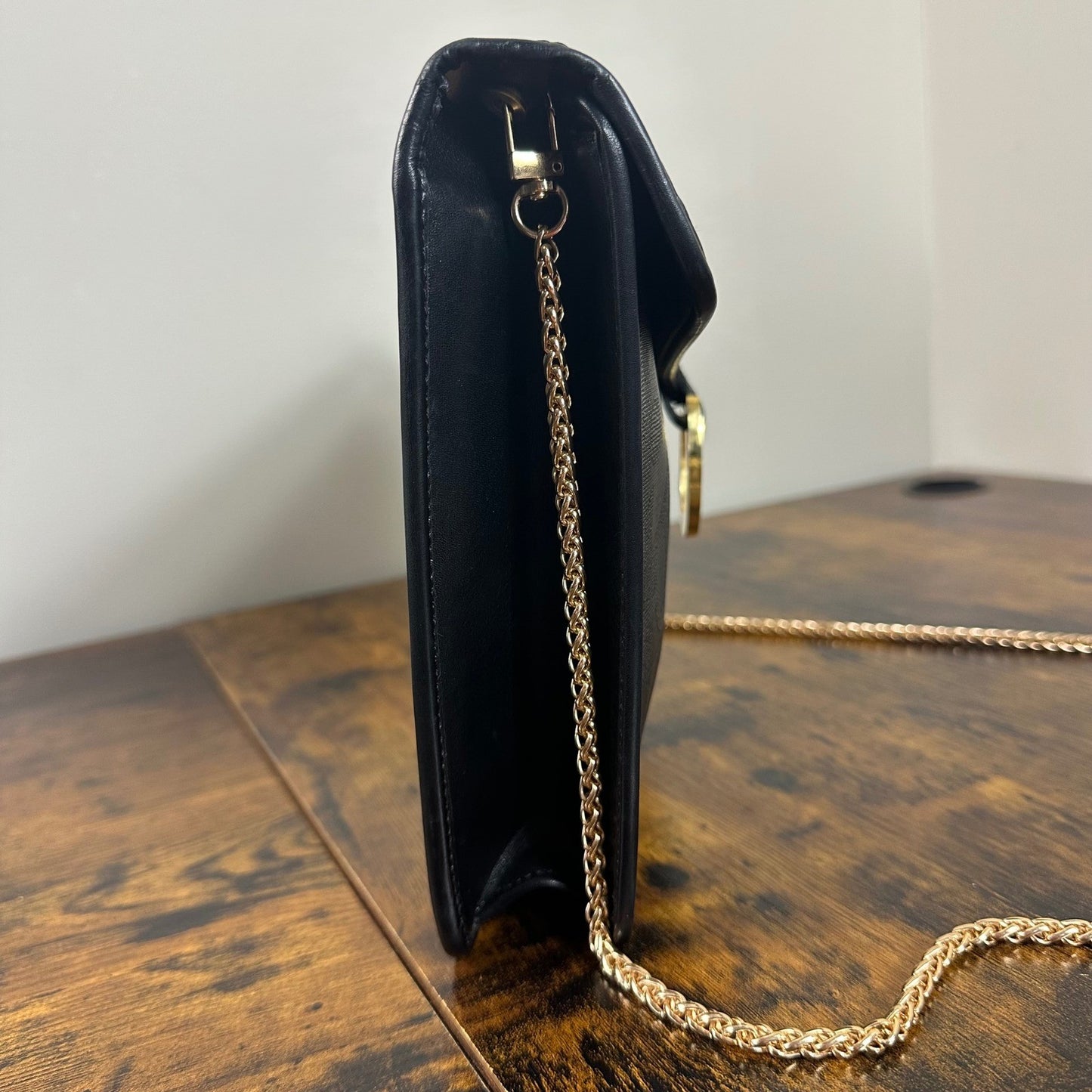 Vintage Christian Dior Monogram Chain Shoulder Bag Black Clutch