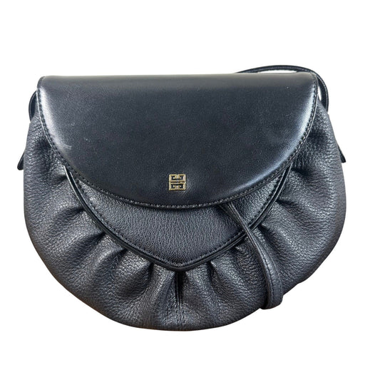 Givenchy Sacs Vintage Black Leather Crossbody Bag Pebbled Leather Logo Flap