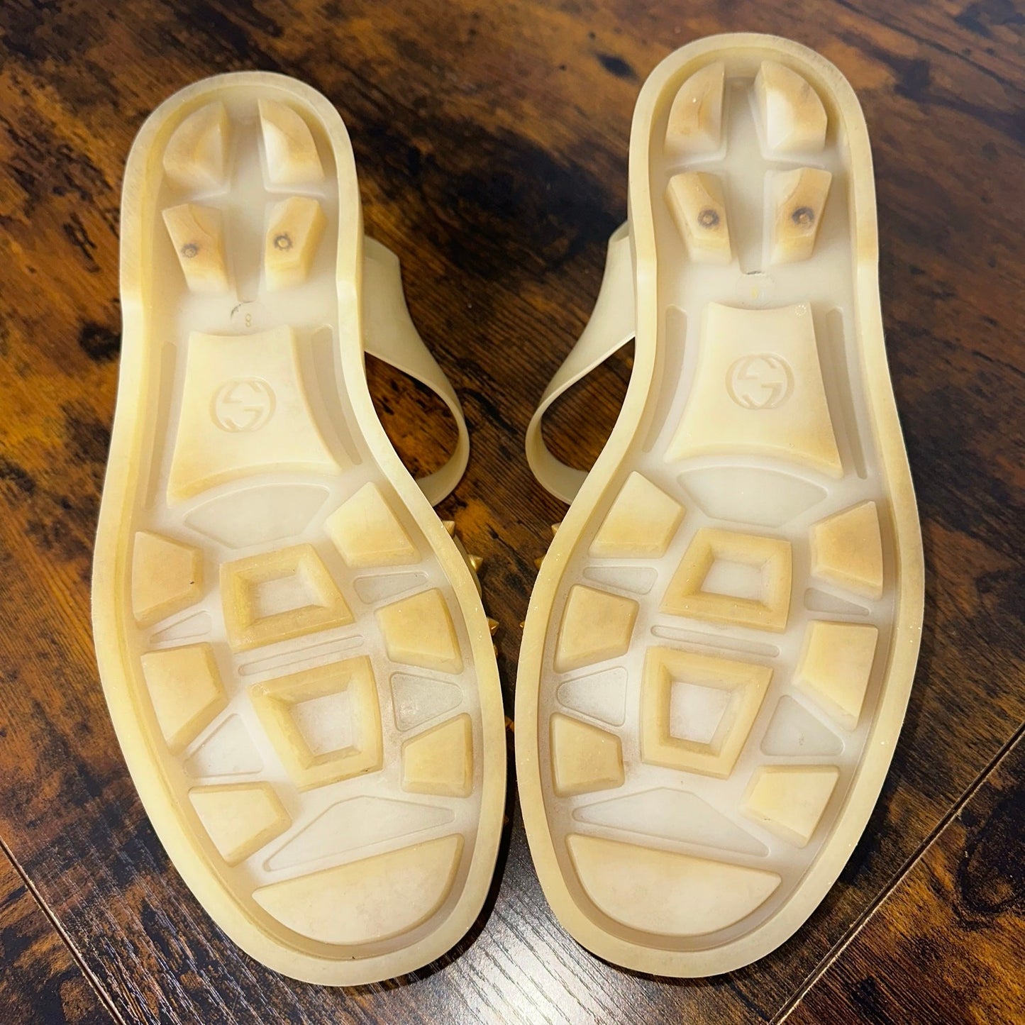 Gucci Tiger Men's Jelly Gladiator Sandals Shoes Studded Size 8 Authenticated