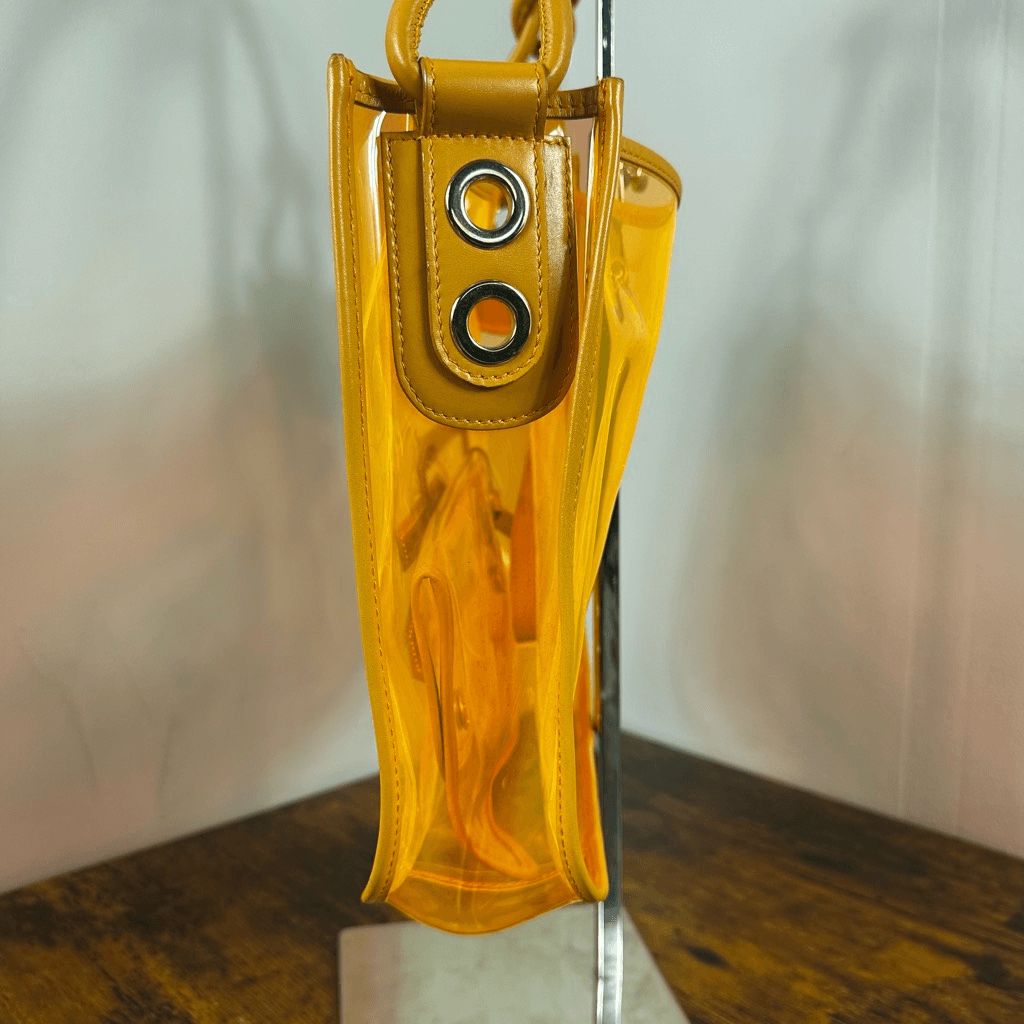 Dolce & Gabbana D&G Rhinestone Embellished Clear Orange Vinyl Tote Bag