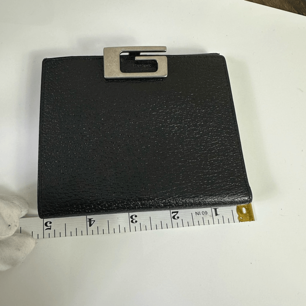 Gucci G Logo Clip Black Leather Wallet