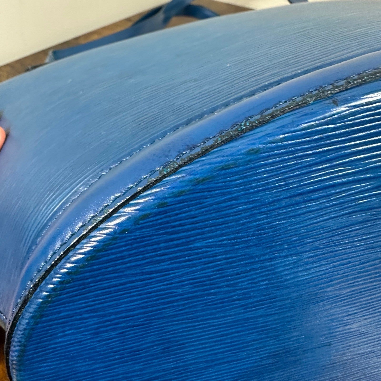 Louis Vuitton Epi Leather Saint Jacques Shoulder Bag Blue Vintage Authentic