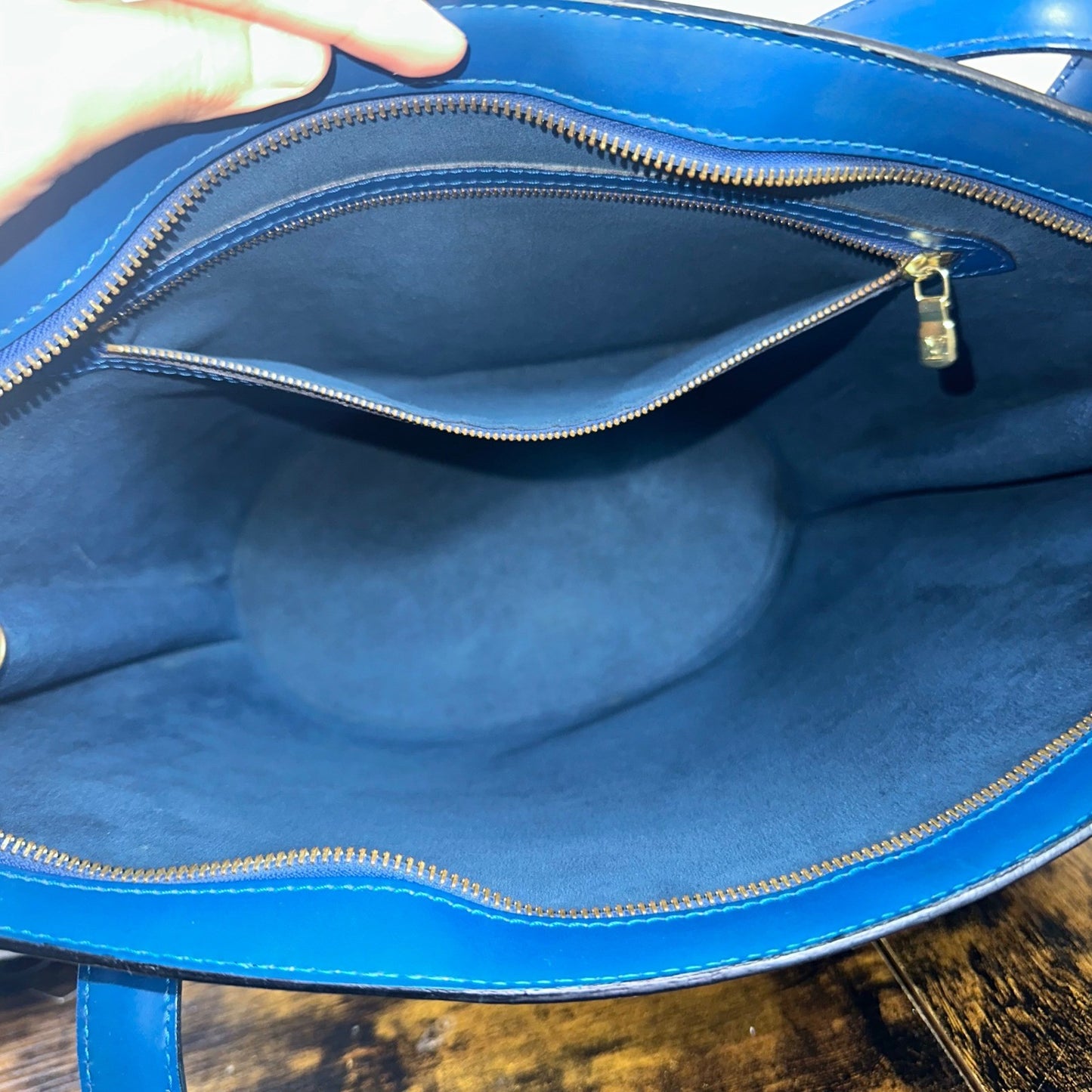 Louis Vuitton Epi Leather Saint Jacques Shoulder Bag Blue Vintage Authentic