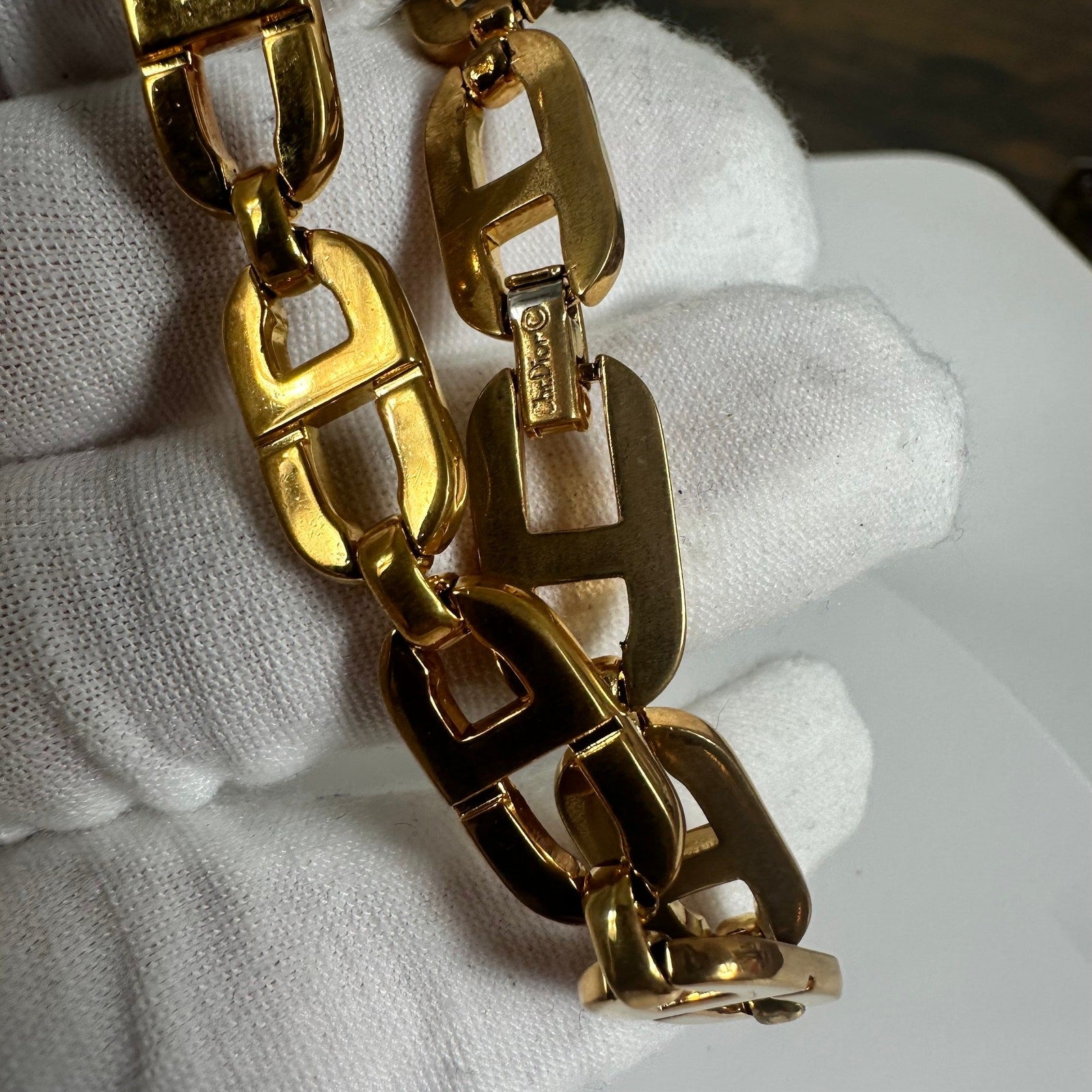 Vintage Christian Dior CD Logo Gold Tone Bracelet