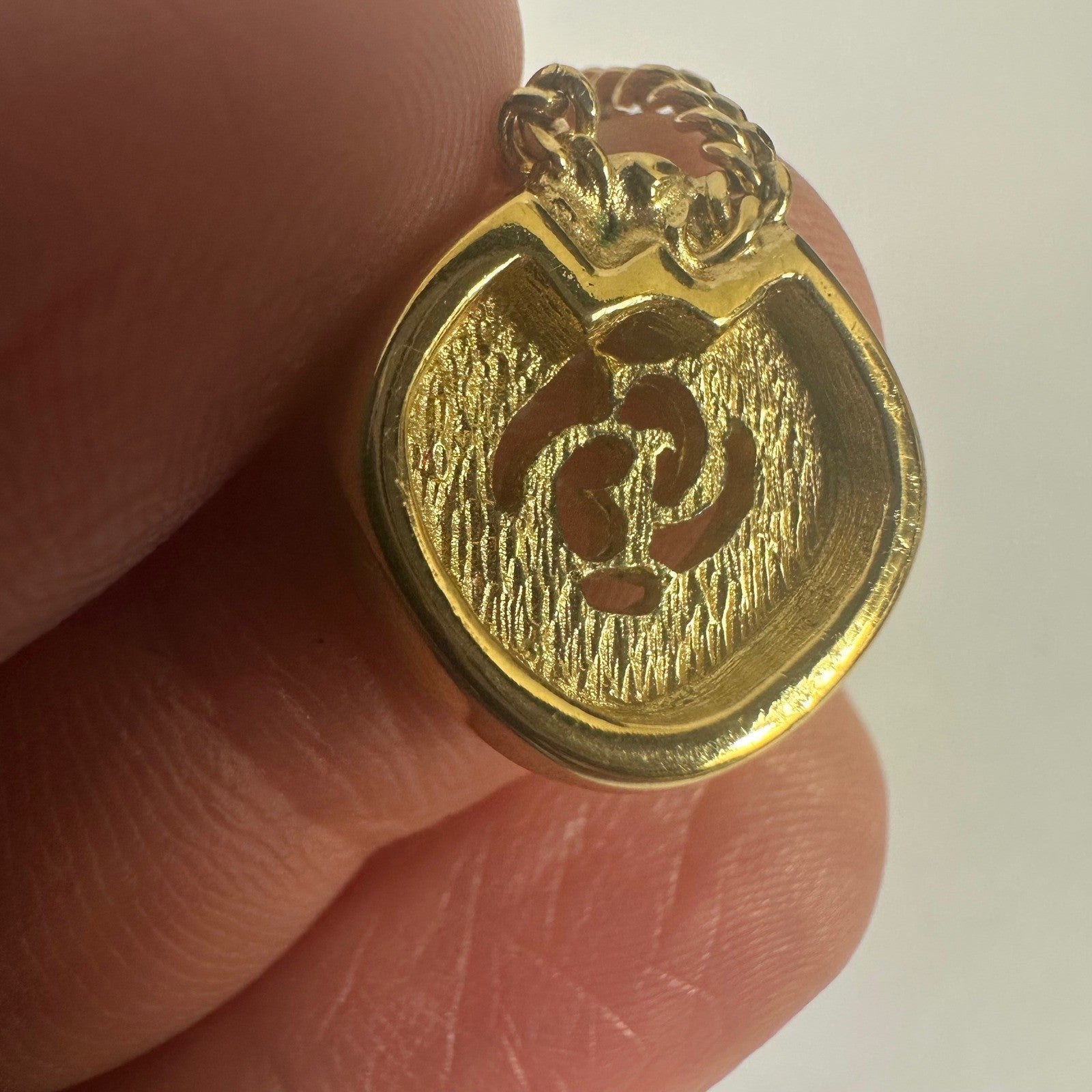 Vintage Christian Dior CD Logo Gold Crystal Pendant Necklace Chain