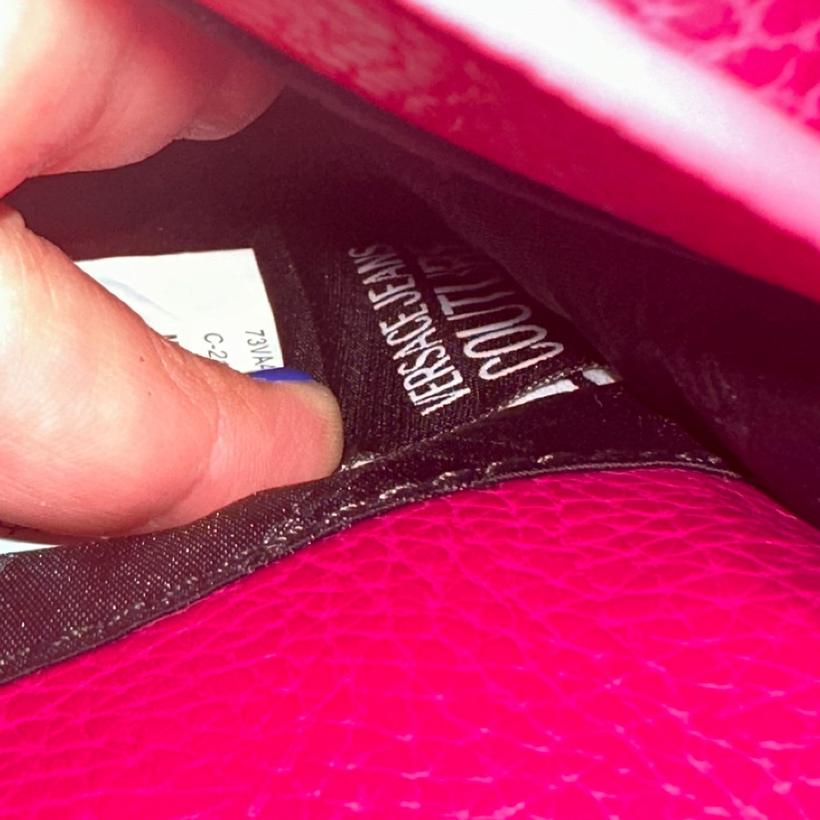 Versace Jeans Couture Pink Pebbled Gold Accent Crossbody Bag Purse Shoulder Hand